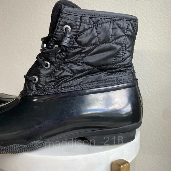 Sperry Saltwater Nylon Quilted Duck Boot Black size 9 women’s Side Zip size 9 - Picture 2 of 11